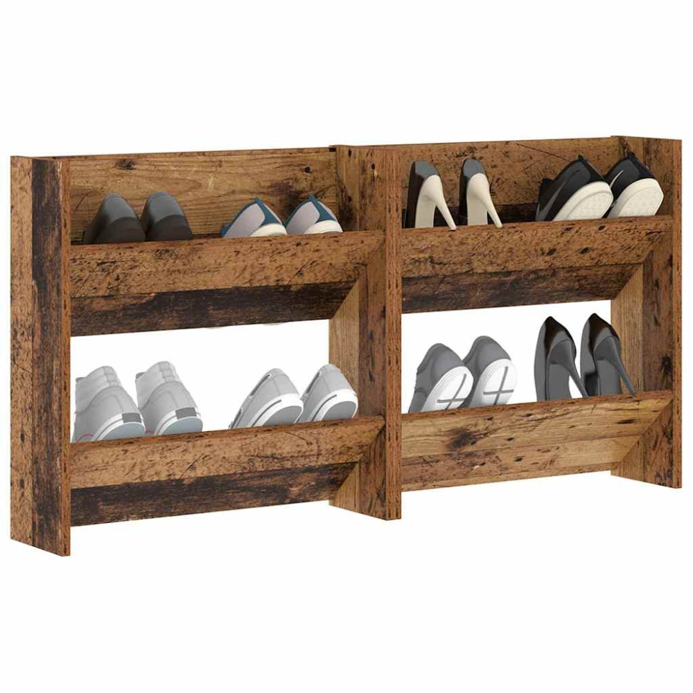 Produktbild för Skoskåp 2 pcs Gammalt trä 60 x 18 x 60 cm Konstruerat trä