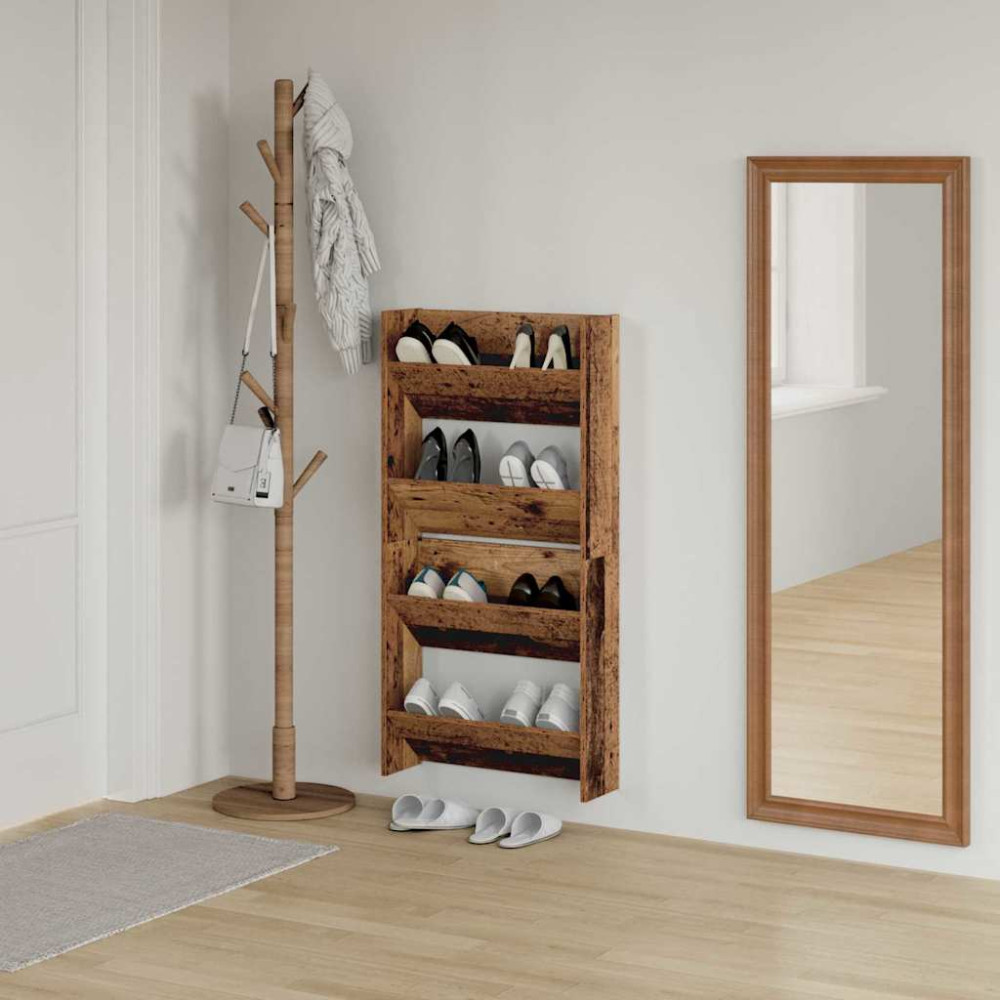 Produktbild för Skoskåp 2 pcs Gammalt trä 60 x 18 x 60 cm Konstruerat trä
