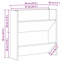 Produktbild för Skoskåp 2 pcs Gammalt trä 60 x 18 x 60 cm Konstruerat trä