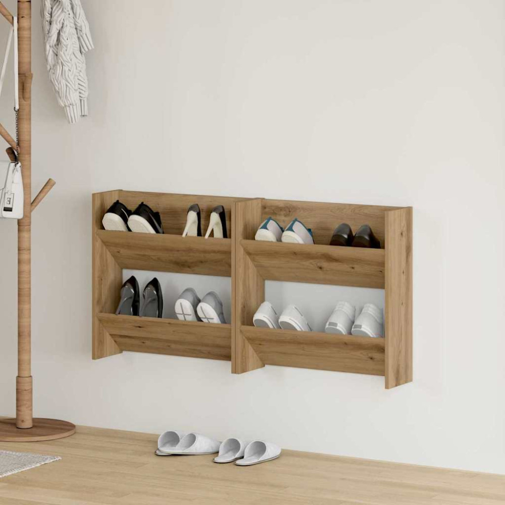 Produktbild för Skoskåp 2 pcs Artisan Ek 60 x 18 x 60 cm Konstruerat trä