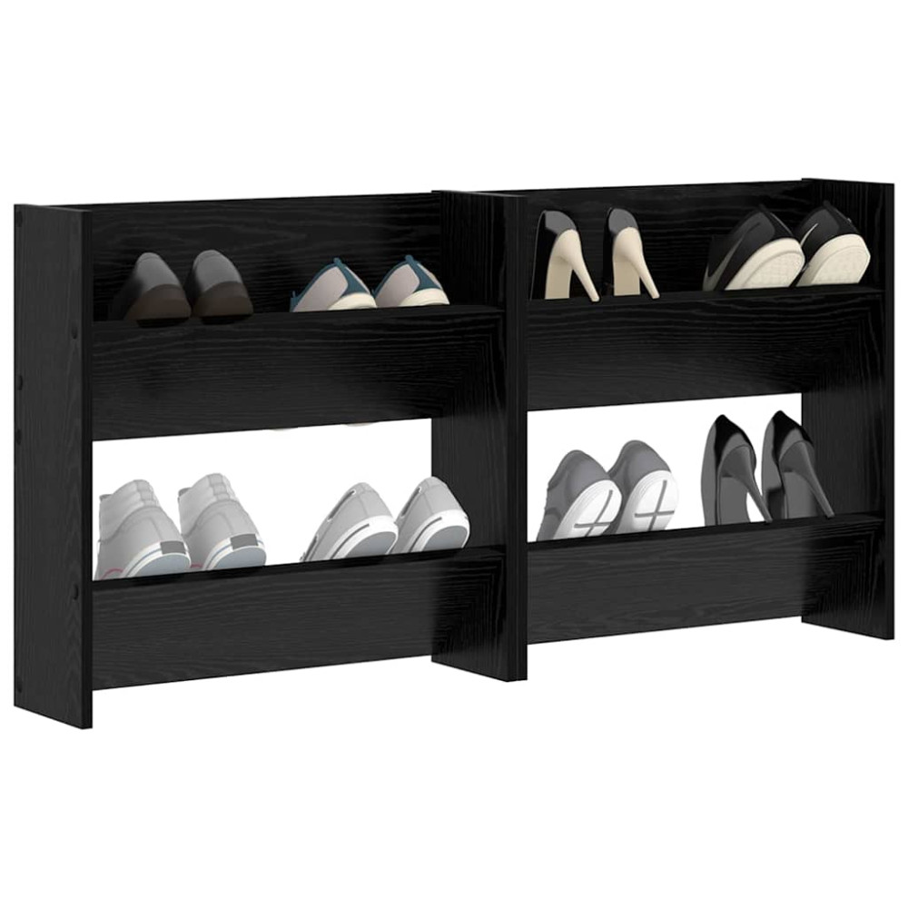 Produktbild för Skoskåp 2 pcs Svart Ek 60 x 18 x 60 cm Konstruerat trä
