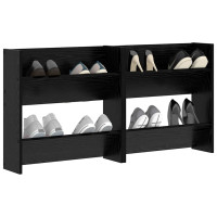 Produktbild för Skoskåp 2 pcs Svart Ek 60 x 18 x 60 cm Konstruerat trä