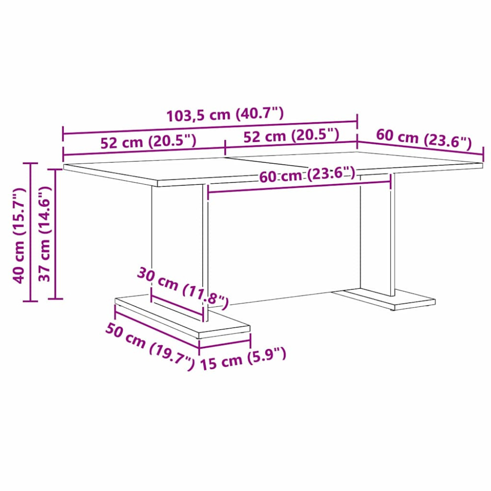 Produktbild för Kaffeebord Svart ek 103.5 x 60 x 40 cm Konstruerat trä