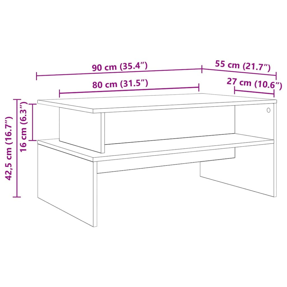 Produktbild för Kaffeebord Artisan Ek 90 x 55 x 42,5 cm Konstruerat trä