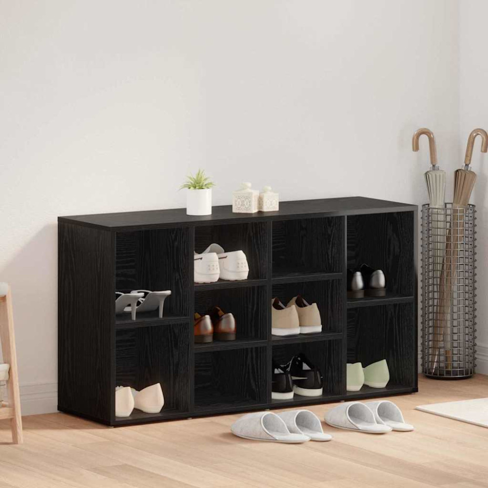 Produktbild för Skobänk med hylla Svart Ek 103 x 30 x 54,5 cm Konstruerat trä