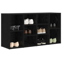 Produktbild för Skobänk med hylla Svart Ek 103 x 30 x 54,5 cm Konstruerat trä