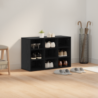 Produktbild för Skoskåp med hylla Svart Ek 77,5 x 30 x 51 cm Konstruerat trä