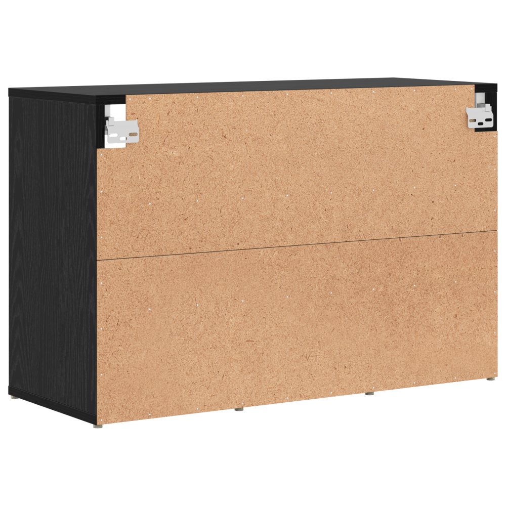 Produktbild för Skoskåp med hylla Svart Ek 77,5 x 30 x 51 cm Konstruerat trä