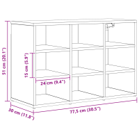 Produktbild för Skoskåp med hylla Svart Ek 77,5 x 30 x 51 cm Konstruerat trä