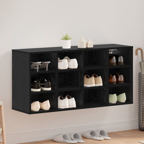 vidaXL Skoskåp med hylla Svart Ek 103 x 30 x 51 cm Konstruerat trä