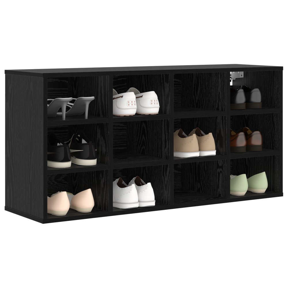 Produktbild för Skoskåp med hylla Svart Ek 103 x 30 x 51 cm Konstruerat trä