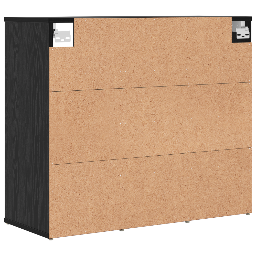 Produktbild för Skoskåp med hylla Svart Ek 77,5 x 30 x 67 cm Konstruerat trä