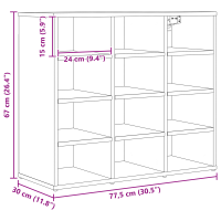 Produktbild för Skoskåp med hylla Svart Ek 77,5 x 30 x 67 cm Konstruerat trä