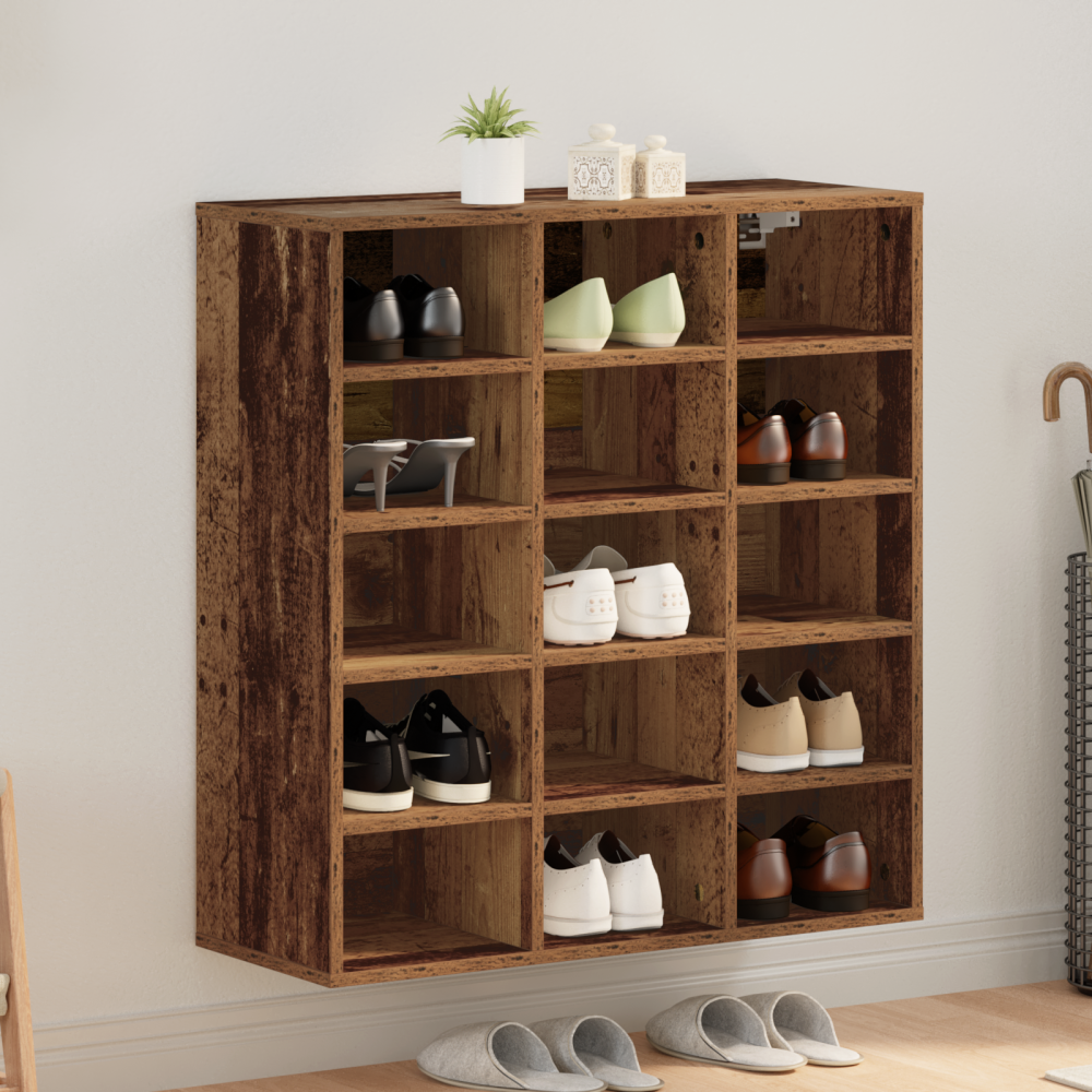 Produktbild för Skoskåp Gammalt trä 77,5 x 30 x 83,5 cm Konstruerat trä