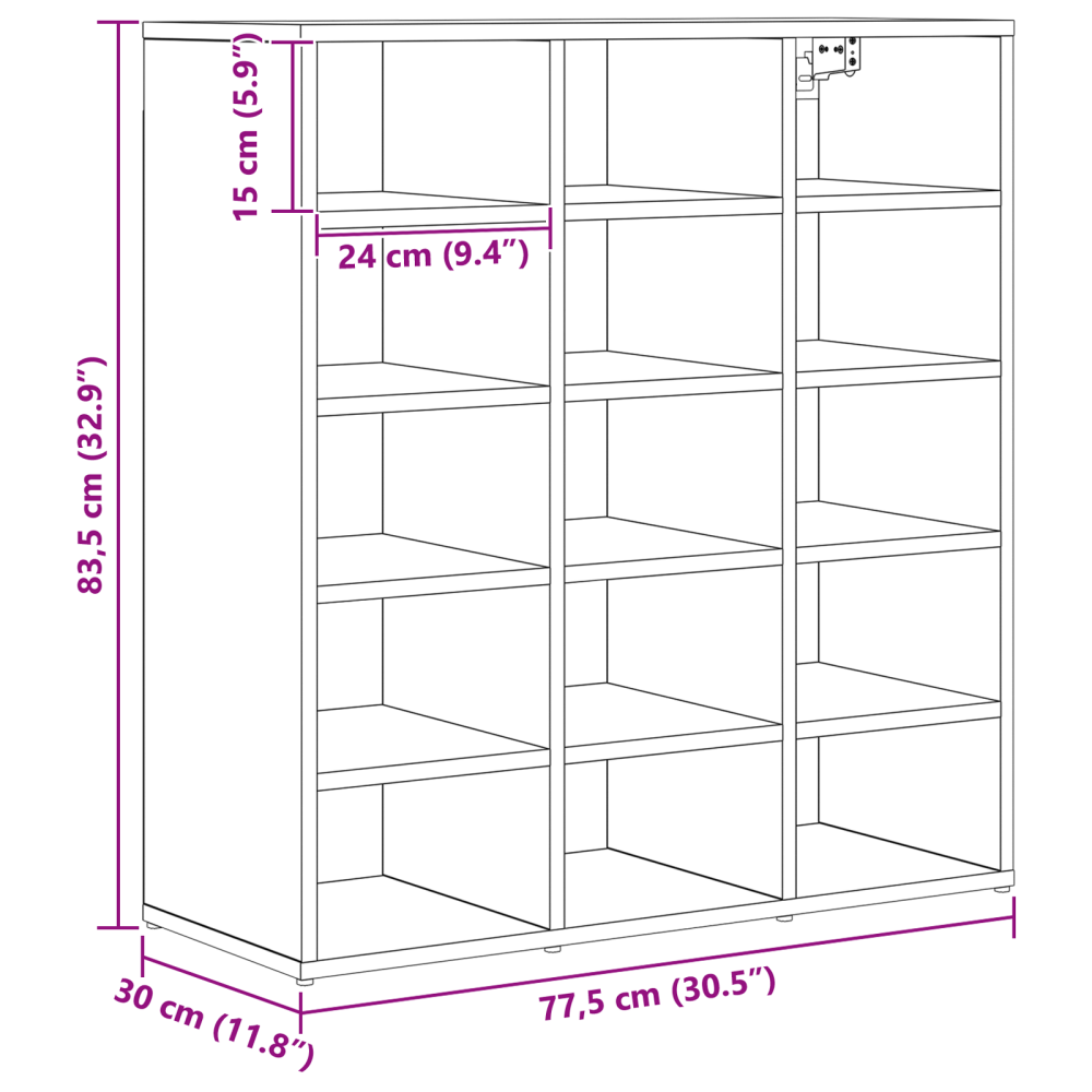 Produktbild för Skoskåp Artisan Ek 77,5 x 30 x 83,5 cm Konstruerat trä