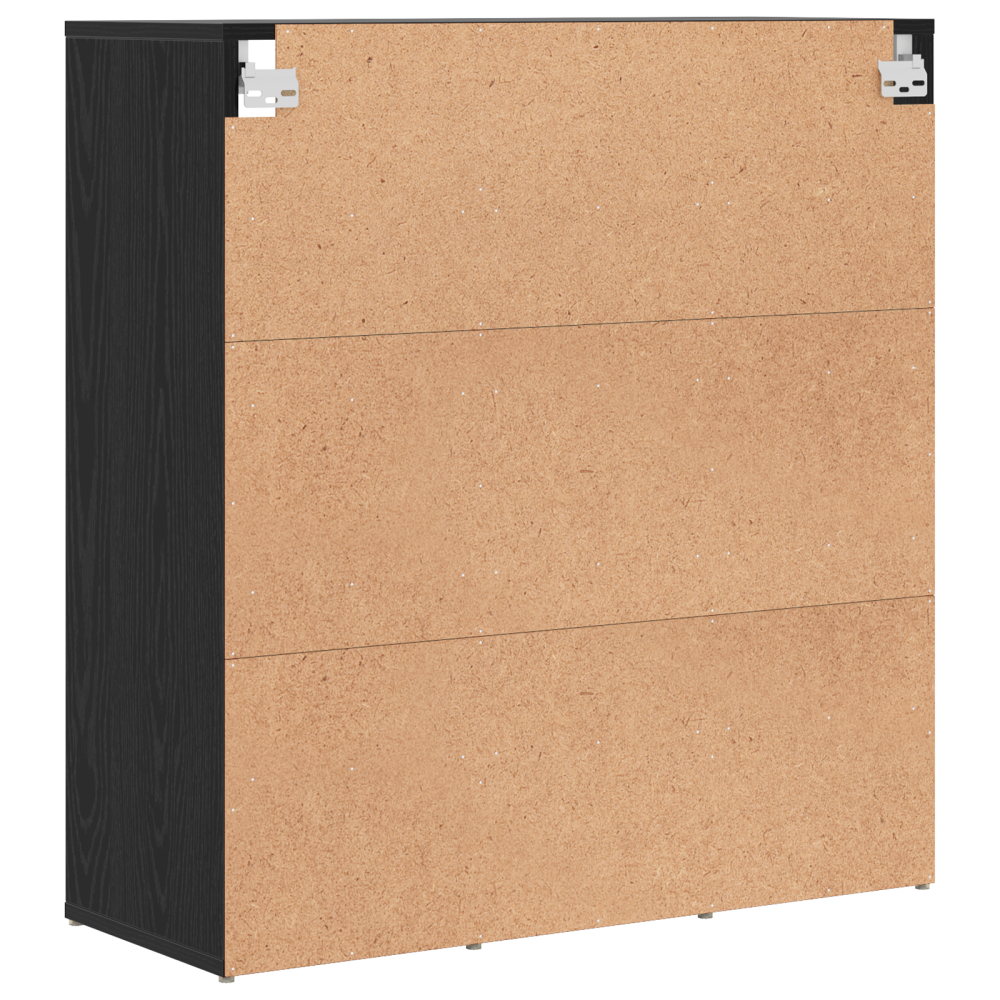 Produktbild för Skoskåp med hylla Svart Ek 77,5 x 30 x 83,5 cm Konstruerat trä