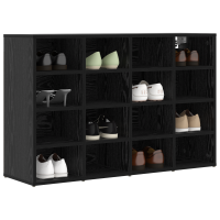 Produktbild för Skoskåp med hylla Svart Ek 103 x 30 x 67 cm Konstruerat trä