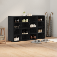 Produktbild för Skoskåp med hylla Svart Ek 103 x 30 x 67 cm Konstruerat trä