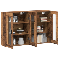 Produktbild för Väggmonterade Skåp 2 pcs Gammalt trä 69,5 x 34 x 90 cm