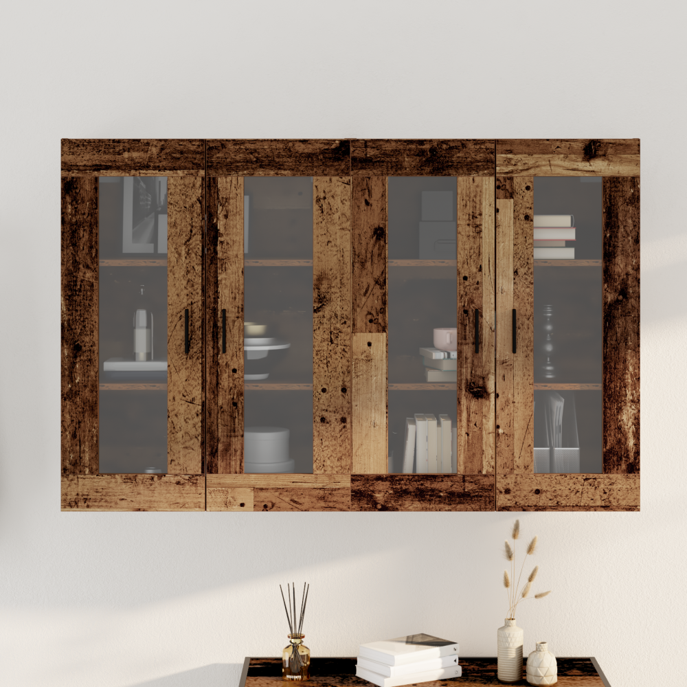 Produktbild för Väggmonterade Skåp 2 pcs Gammalt trä 69,5 x 34 x 90 cm