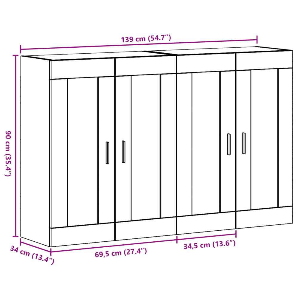 Produktbild för Väggmonterade Skåp 2 pcs Gammalt trä 69,5 x 34 x 90 cm