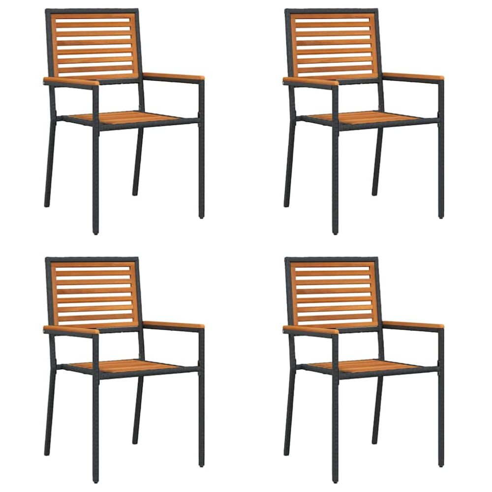 Produktbild för Trädgårds stapelbara stolar 4 pcs Brun och svart