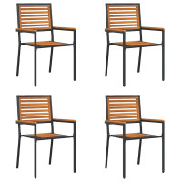 Produktbild för Trädgårds stapelbara stolar 4 pcs Brun och svart