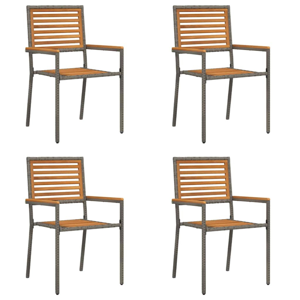 Produktbild för Trädgårds stapelbara stolar 4 pcs Brun och Grå 54 x 56 x 90 cm