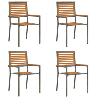 Produktbild för Trädgårds stapelbara stolar 4 pcs Brun och Grå 54 x 56 x 90 cm