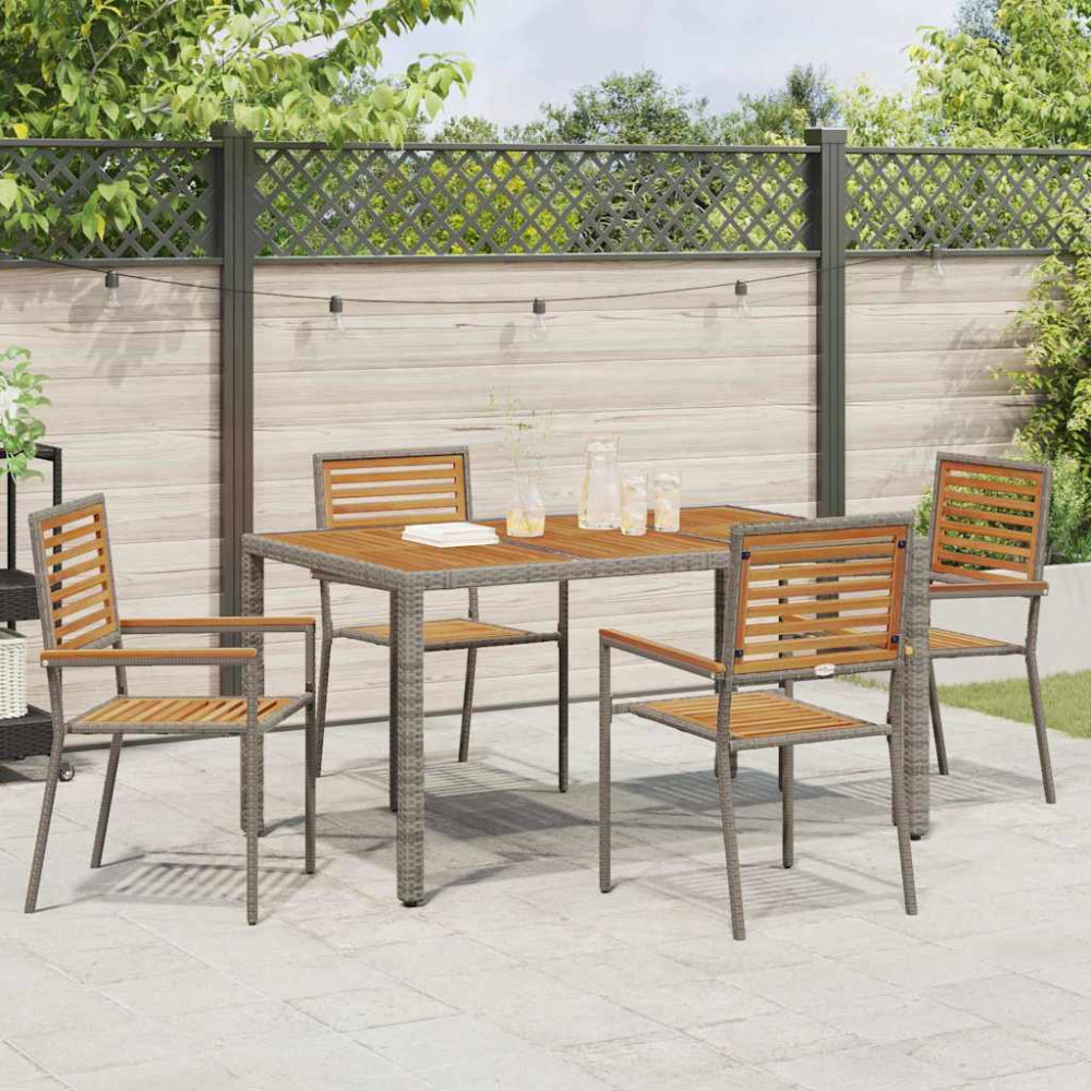 Produktbild för Trädgårds stapelbara stolar 4 pcs Brun och Grå 54 x 56 x 90 cm