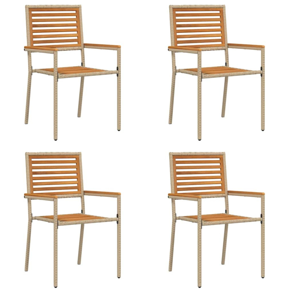 Produktbild för Trädgårds stapelbara stolar 4 pcs Brun och beige