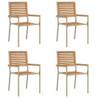 Produktbild för Trädgårds stapelbara stolar 4 pcs Brun och beige