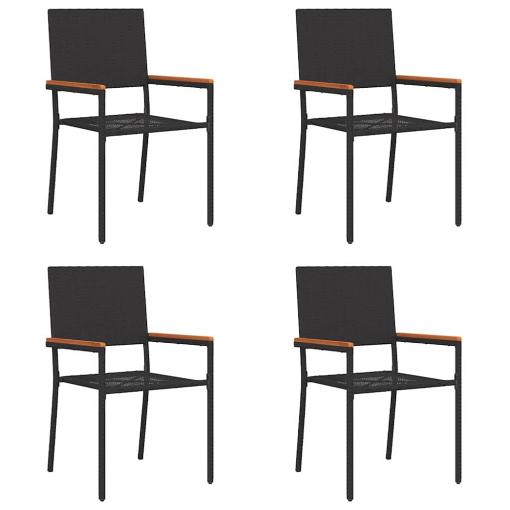 Produktbild för Trädgårds stapelbara stolar 4 pcs Svart och Brunt
