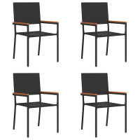 Produktbild för Trädgårds stapelbara stolar 4 pcs Svart och Brunt
