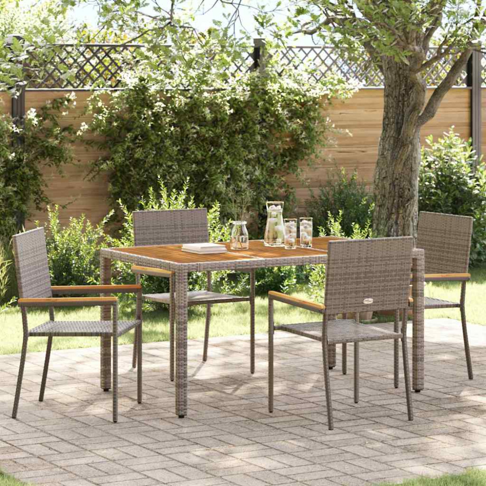 Produktbild för Trädgårds stapelbara stolar 4 pcs Grå och Brun 54 x 56 x 90 cm