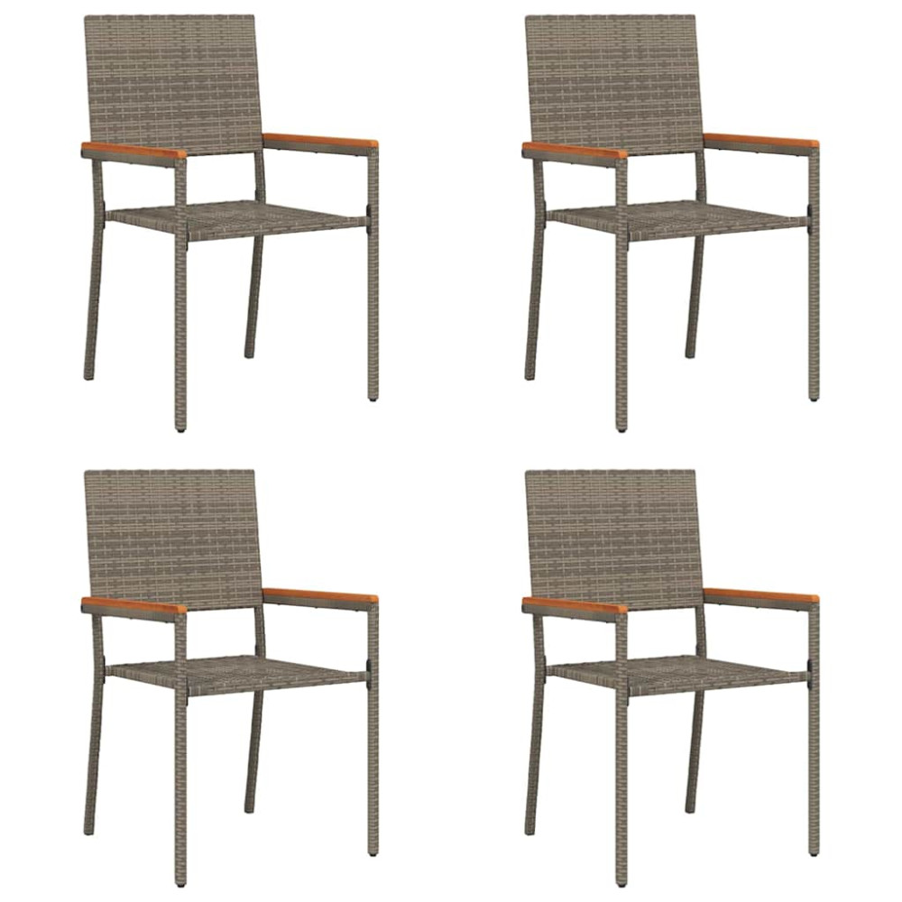 Produktbild för Trädgårds stapelbara stolar 4 pcs Grå och Brun 54 x 56 x 90 cm
