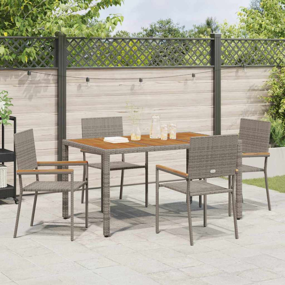 Produktbild för Trädgårds stapelbara stolar 4 pcs Grå och Brun 54 x 56 x 90 cm