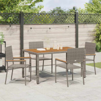 Produktbild för Trädgårds stapelbara stolar 4 pcs Grå och Brun 54 x 56 x 90 cm