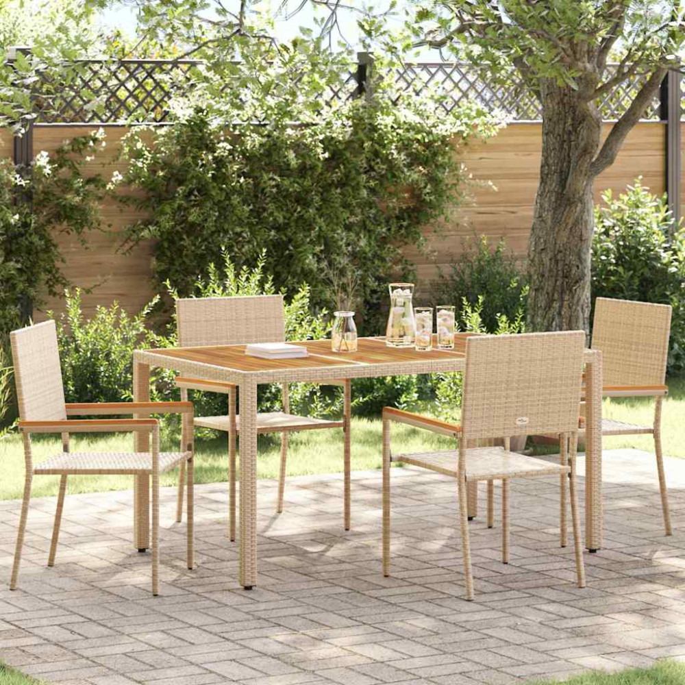 Produktbild för Trädgårds stapelbara stolar 4 pcs Kräm och brun 54 x 56 x 90 cm