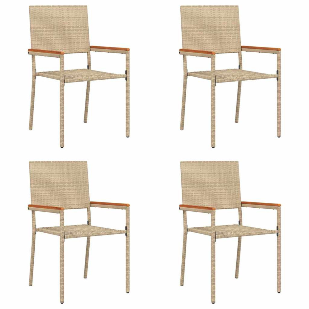 Produktbild för Trädgårds stapelbara stolar 4 pcs Kräm och brun 54 x 56 x 90 cm