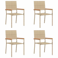 Produktbild för Trädgårds stapelbara stolar 4 pcs Kräm och brun 54 x 56 x 90 cm