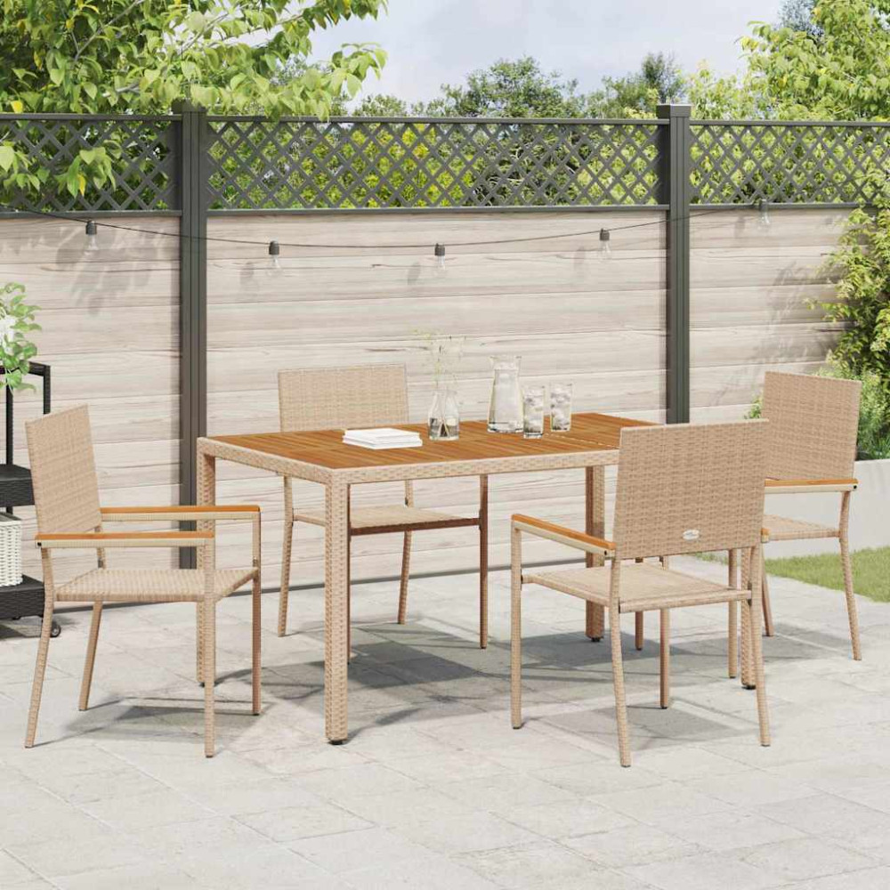 Produktbild för Trädgårds stapelbara stolar 4 pcs Kräm och brun 54 x 56 x 90 cm