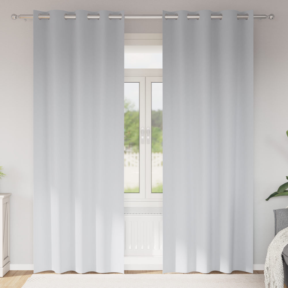 Produktbild för Mörkläggningsgardiner med Ringar 2 pcs Ljusgrå 260 x 140 cm