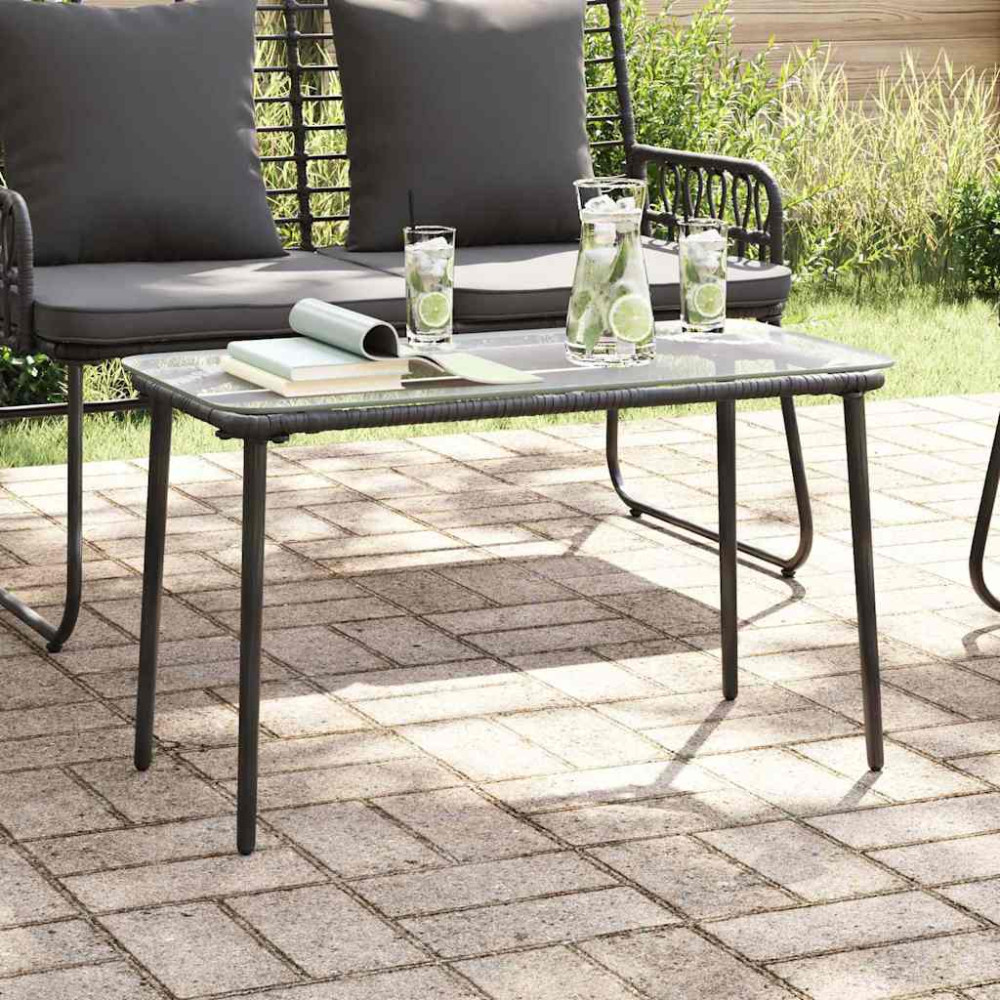 Produktbild för Trädgårdsbord Svart 80 x 40 x 45 cm konstrotting