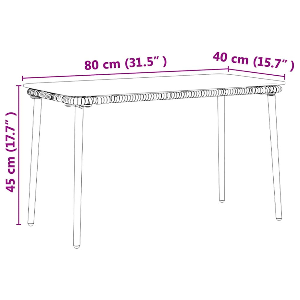 Produktbild för Trädgårdsbord Naturfärg 80 x 40 x 45 cm konstrotting
