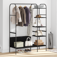 Produktbild för Klädhängare med hylla Svart 120 x 44 x 160 cm Konstruerat trä
