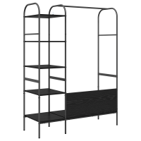 Produktbild för Klädhängare med hylla Svart 120 x 44 x 160 cm Konstruerat trä