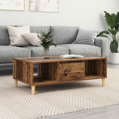 vidaXL Kaffeebord Gammalt trä 102 x 55 x 35 cm Konstruerat trä