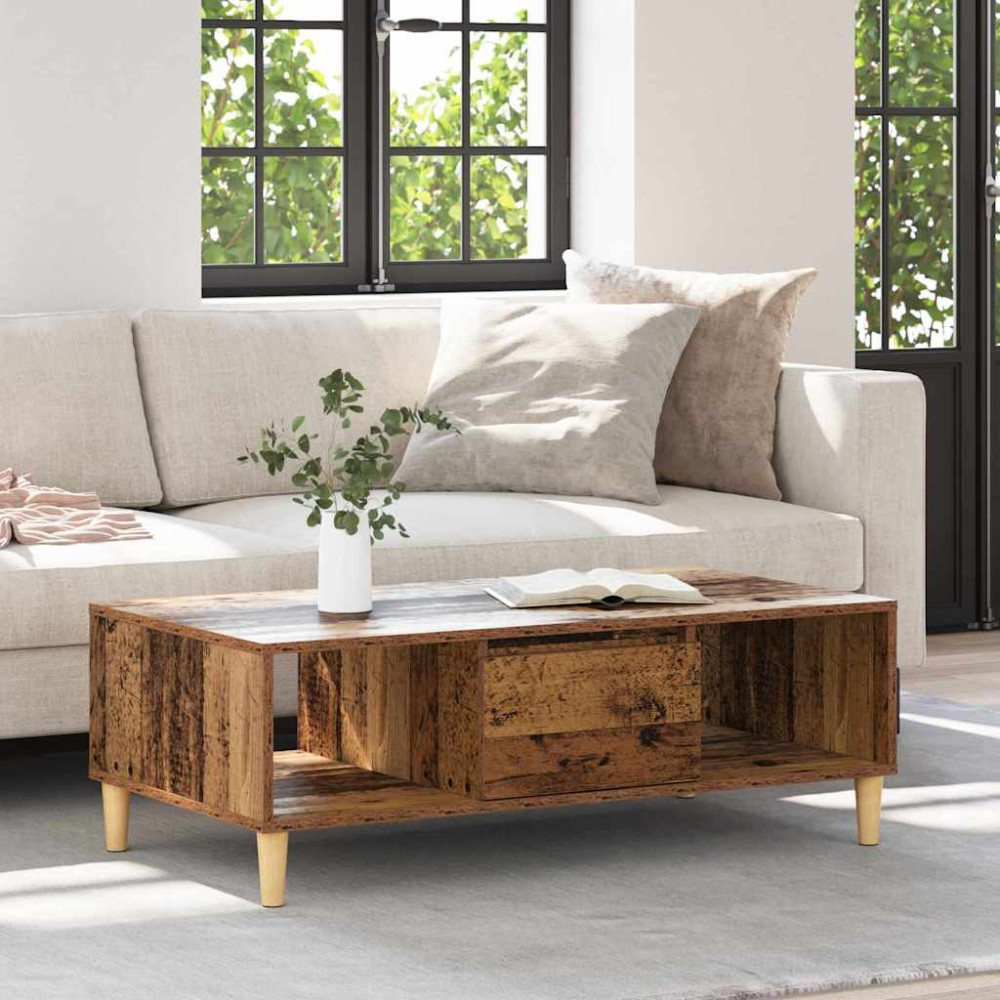 Produktbild för Kaffeebord Gammalt trä 102 x 55 x 35 cm Konstruerat trä
