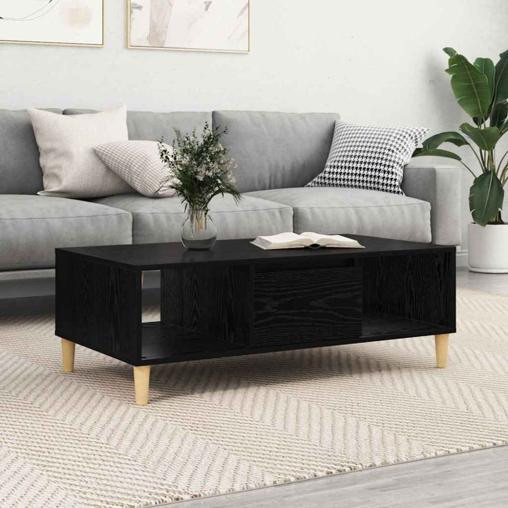 Produktbild för Kaffeebord Svart Ek 102 x 55 x 35 cm Konstruerat trä